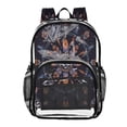 thumbnail image 1 of PVC Transparent Backpacks Clear Backpack for Travel and Outings Feathers and Beads Pattern, 1 of 7