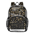 thumbnail image 1 of PVC Transparent Backpacks Clear Backpack for Travel and Outings Gold Leopard Pattern, 1 of 7
