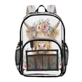 thumbnail image 1 of PVC Transparent Backpacks Clear Backpack for Travel and Outings Highland Cow with Flowers, 1 of 7