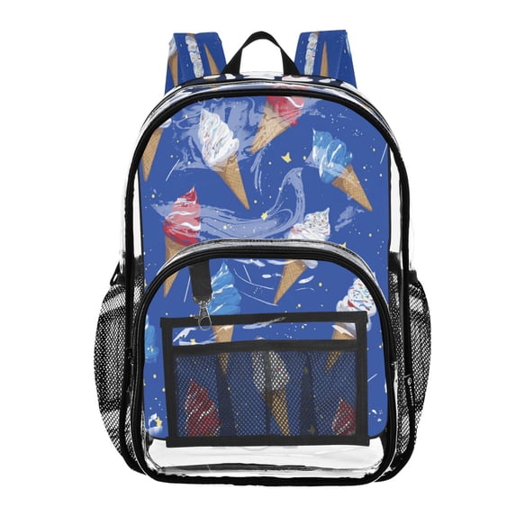 PVC Transparent Backpacks Clear Backpack for Travel and Outings Ice Cream Cones and Shooting Stars
