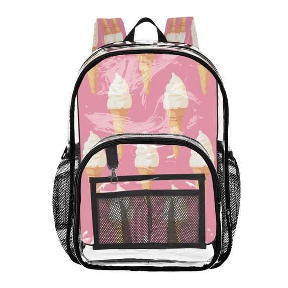 PVC Transparent Backpacks Clear Backpack for Travel and Outings Ice Cream Pattern