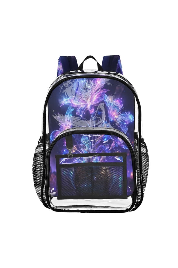 PVC Transparent Backpacks Clear Backpack for Travel and Outings Luminous Transparent Flowers