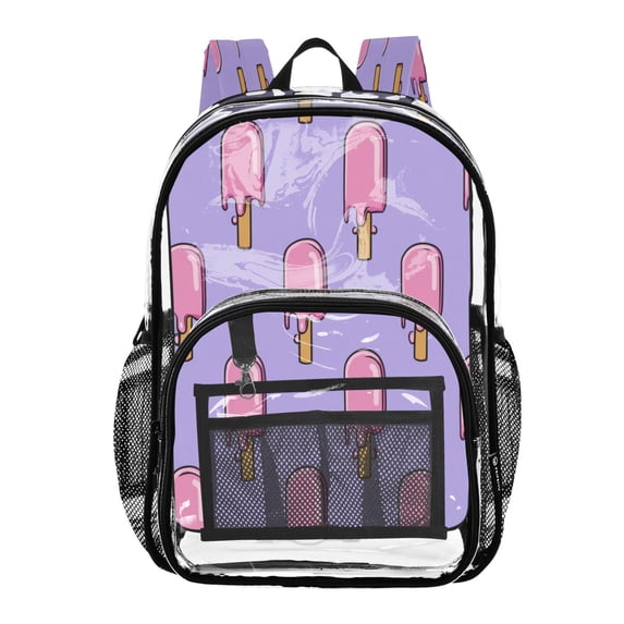 PVC Transparent Backpacks Clear Backpack for Travel and Outings Melting Ice Popsicle Pattern