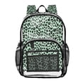 thumbnail image 1 of PVC Transparent Backpacks Clear Backpack for Travel and Outings Mint Green Leopard Print, 1 of 7