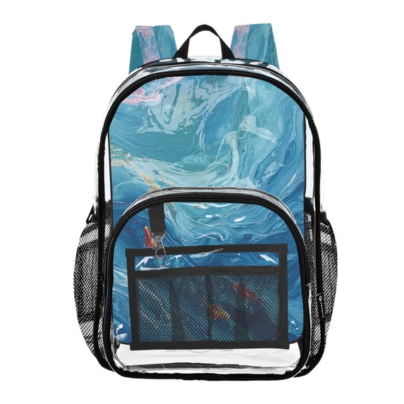 PVC Transparent Backpacks Clear Backpack for Travel and Outings Ocean Surface