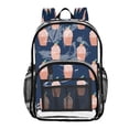 thumbnail image 1 of PVC Transparent Backpacks Clear Backpack for Travel and Outings Peach Ice Cream Pattern, 1 of 7