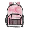 thumbnail image 1 of PVC Transparent Backpacks Clear Backpack for Travel and Outings Pink Background with Hearts, 1 of 7
