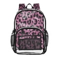 thumbnail image 1 of PVC Transparent Backpacks Clear Backpack for Travel and Outings Pink Glitter Cheetah Print, 1 of 7