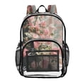 thumbnail image 1 of PVC Transparent Backpacks Clear Backpack for Travel and Outings Pink Rose Bushes, 1 of 7