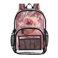 thumbnail image 1 of PVC Transparent Backpacks Clear Backpack for Travel and Outings Pink Rose with Red Heart-shaped, 1 of 7