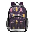 thumbnail image 1 of PVC Transparent Backpacks Clear Backpack for Travel and Outings Pink and Yellow Popsicle Pattern, 1 of 7