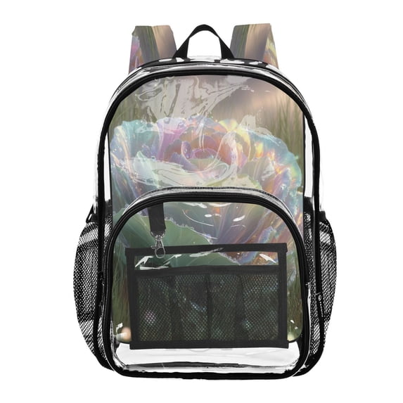 PVC Transparent Backpacks Clear Backpack for Travel and Outings Rainbow Cabbage