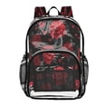 thumbnail image 1 of PVC Transparent Backpacks Clear Backpack for Travel and Outings Red Roses and Hearts Pattern, 1 of 7