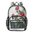 thumbnail image 1 of PVC Transparent Backpacks Clear Backpack for Travel and Outings Red Roses on The Wall, 1 of 7