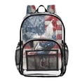thumbnail image 1 of PVC Transparent Backpacks Clear Backpack for Travel and Outings Red White and Blue Rooster, 1 of 7