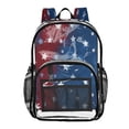 thumbnail image 1 of PVC Transparent Backpacks Clear Backpack for Travel and Outings Red White and Blue Stars Pattern, 1 of 7