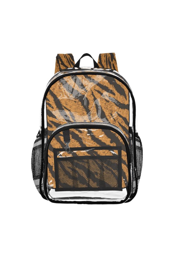 PVC Transparent Backpacks Clear Backpack for Travel and Outings Tiger Stripes Pattern