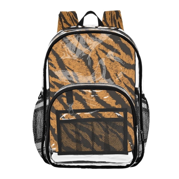 PVC Transparent Backpacks Clear Backpack for Travel and Outings Tiger Stripes Pattern