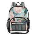 thumbnail image 1 of PVC Transparent Backpacks Clear Backpack for Travel and Outings Turtles with Pink Flowers, 1 of 7