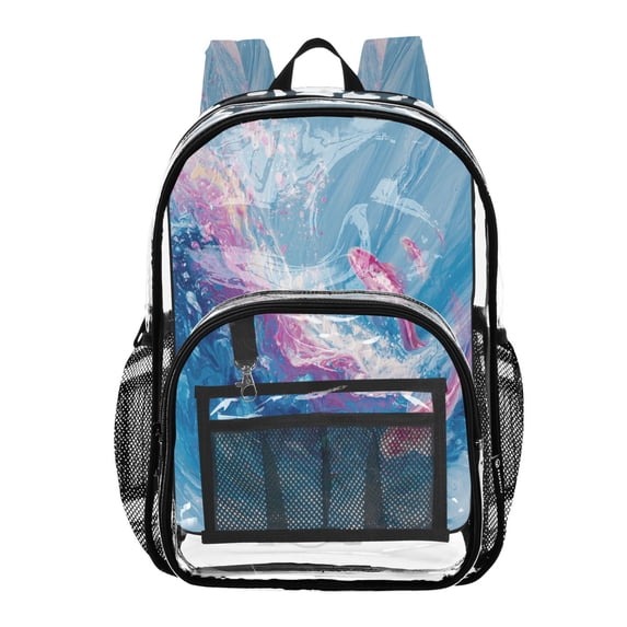 PVC Transparent Backpacks Clear Backpack for Travel and Outings Vibrant Colors Fish