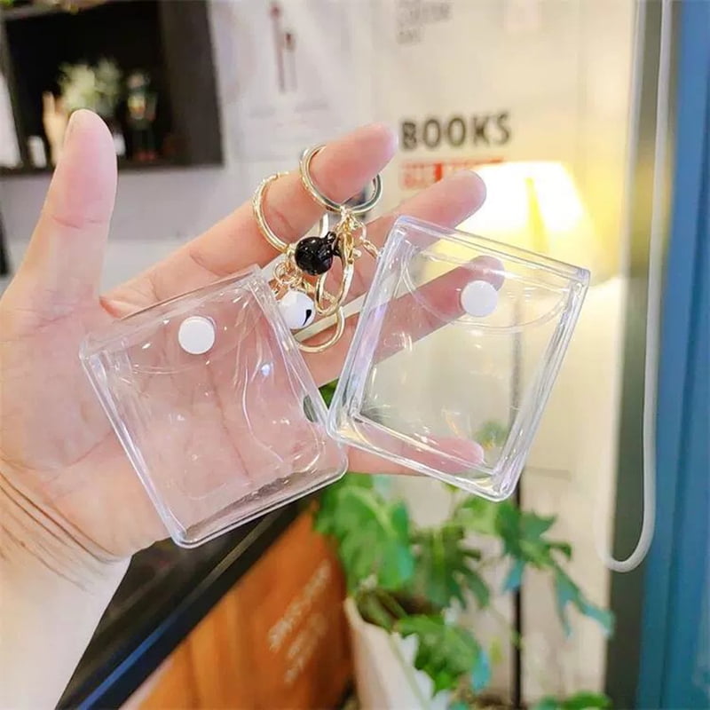 PVC Transparent Bag Keychains Cartoon Doll Blind Box Storage Bag Earphone Coin Purses Pouch Bag Pendant for Women Kids Gift
