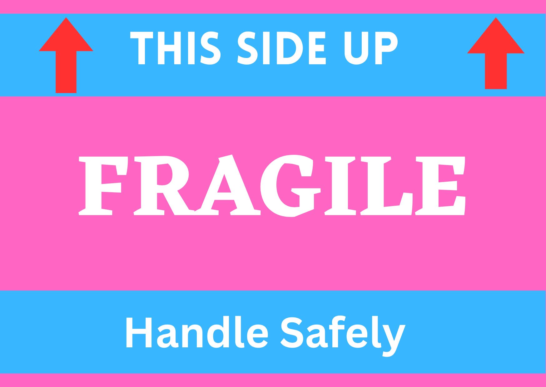 Pink Fragile Sticker PVC Transparent Fragile Handle With Care Warning Labels, Pink Color, 3 ...