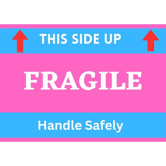 PVC Transparent Fragile Handle With Care Warning Labels, Pink Color, 3 x 2 Inches, Self Adhesive Packaging Stickers for Fragile Items, Pack of 500
