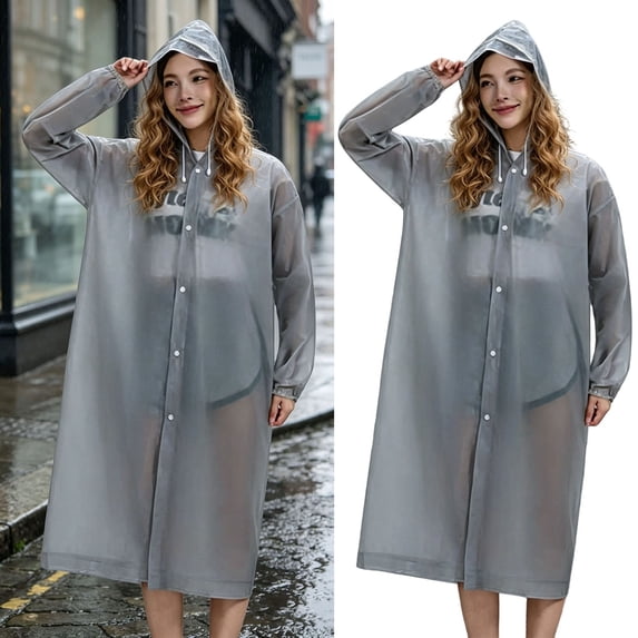 Transparent Long Raincoat, Hooded Waterproof Rain Poncho, Breathable Full Length Rain Jacket with Button Closure, Reusable Outdoor Rainwear for Cycling Travel Camping Rainy Day Protection Supply