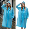 thumbnail image 1 of Transparent Long Raincoat, Hooded Waterproof Rain Poncho, Breathable Full Length Rain Jacket with Button Closure, Reusable Outdoor Rainwear for Cycling Travel Camping Rainy Day Protection Supply, 1 of 9