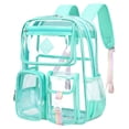 thumbnail image 1 of PVC Transparent See Through Bookbag Backpack, Stadium Approved Clear Lightweight Daypack For Travel And Daily Use (B), 1 of 9