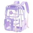 thumbnail image 1 of PVC Transparent See Through Bookbag Backpack, Stadium Approved Clear Lightweight Daypack For Travel And Daily Use (Purple), 1 of 9