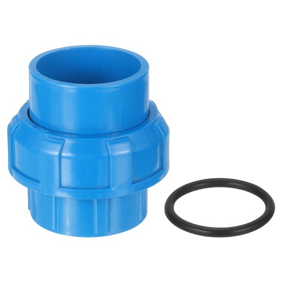 Union Pipe Fitting, 1Pcs 50mm(2") Slip Union Coupling Adapter with O-ring, Slip Socket Port Connection for Swimming Pools and Outdoor Plumbing Applications (Blue)