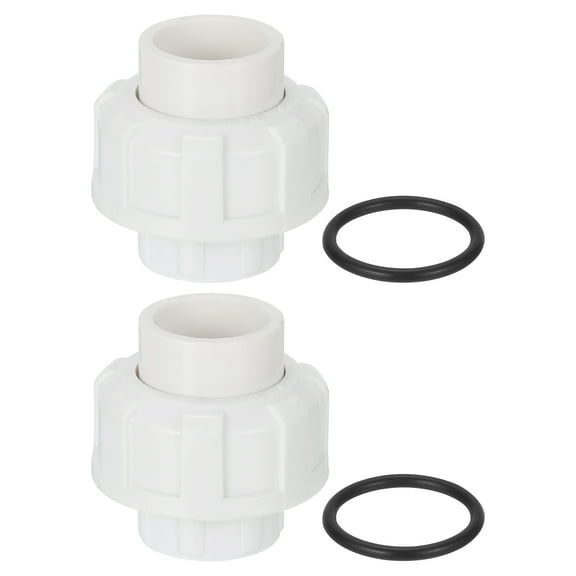 Union Pipe Fitting, 2Pcs 25mm(1") Slip Union Coupling Adapter with O-ring, Slip Socket Port Connection for Swimming Pools and Outdoor Plumbing Applications (White)