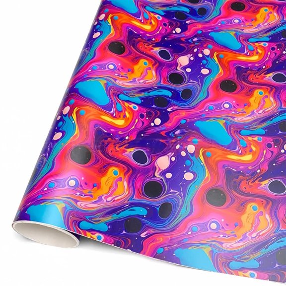 PVC Vehicle Body Wrap Film with Abstract Paint Pattern, Cuttable Adhesive-Backed Roll for Decorative Panel Accents