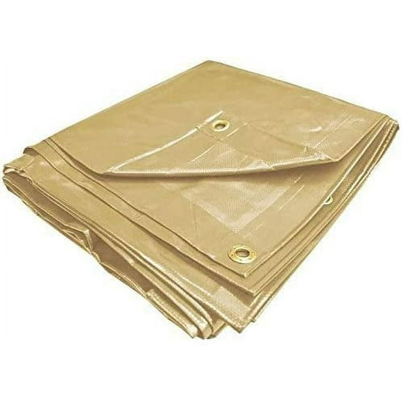 PVC Vinyl Cover Waterproof UV Resistant Heavy Duty Vinyl Tarp 13oz 18 Mil -TAN (14x14)