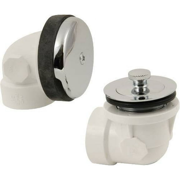 PVC WASTE AND OVERFLOW HALF KIT 1 HOLE CHROME per 3 Each