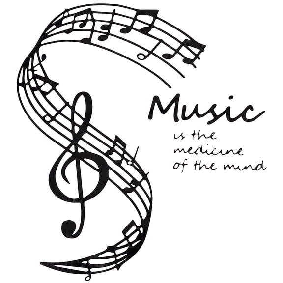 PVC Wall Decoration Decorative Wall Stickers Word Music is The Medicine of The Mind Musical Note Pattern 325x290x0.1mm