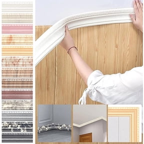 PVC Wall Molding Trim, Waterproof Oilproof Decorative Wall Line, Easy Peel & Stick Anti-Collision Strip for Living Room, Bathroom, Kitchen, Door Frame, Ceiling Home Decor