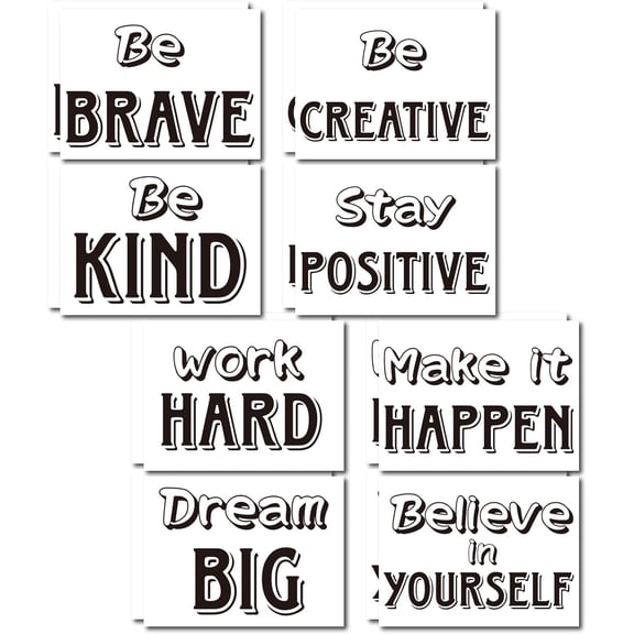 PVC Wall Sticker Rectangle Shape with Word for Window or Stairway Home Decoration Black 190x140mm 8sheets/set DIY