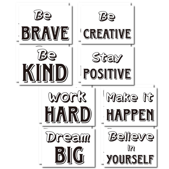 PVC Wall Sticker Rectangle Shape with Word for Window or Stairway Home Decoration Black 190x140mm 8sheets/set