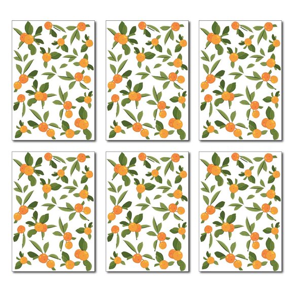 PVC Wall Stickers Rectangle for Home Living Room Bedroom Decoration Orange Pattern 290x195mm 6pcs/set
