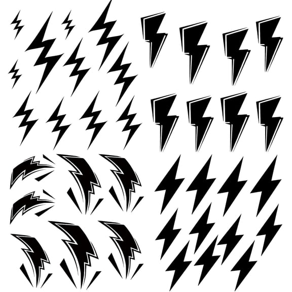 PVC Wall Stickers Set Rectangle for Home Living Room Bedroom Decoration Lightning Bolt 200x290mm 4 sheets/set DIY