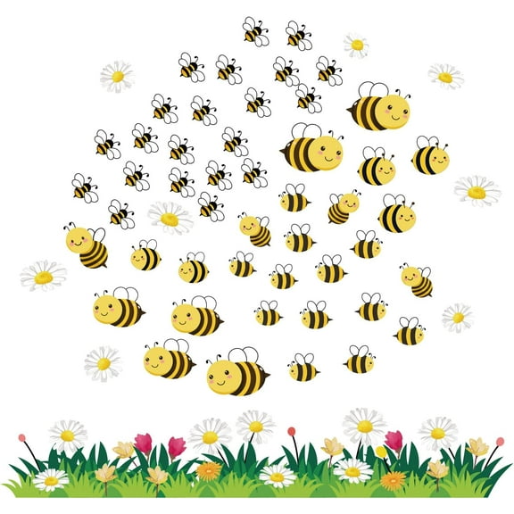 PVC Wall Stickers Wall Decoration Bees Pattern 1160x390mm 2 sheets/set