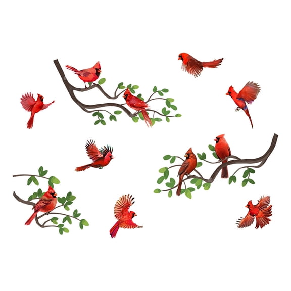 PVC Wall Stickers Wall Decoration Cardinal Pattern Bird Pattern 1150x300mm 2 sheets/set