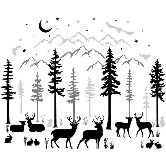PVC Wall Stickers Wall Decoration Deer Pattern 1180x390mm 2 sheets/set DIY