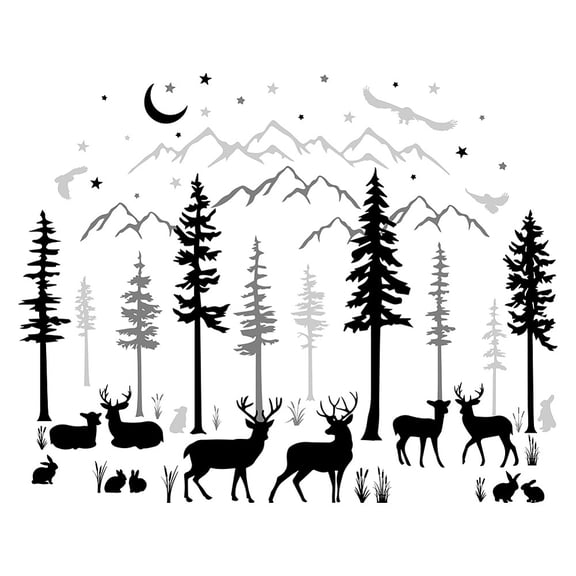 PVC Wall Stickers Wall Decoration Deer Pattern 1180x390mm 2 sheets/set