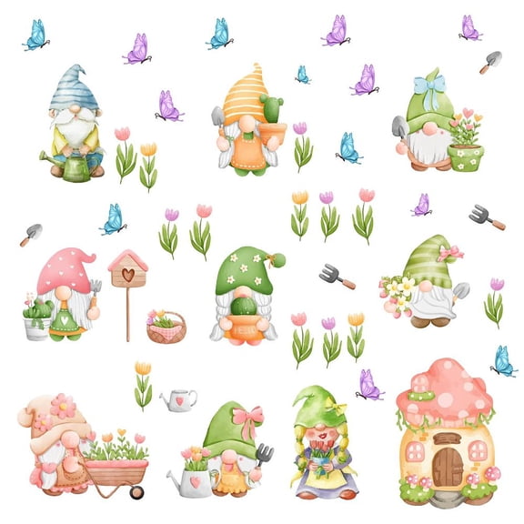 PVC Wall Stickers Wall Decoration Gnome Pattern 900x390mm 2 sheets/set