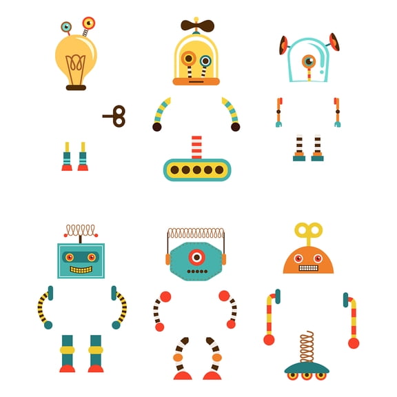 PVC Wall Stickers Wall Decoration Robot Pattern 660x245mm