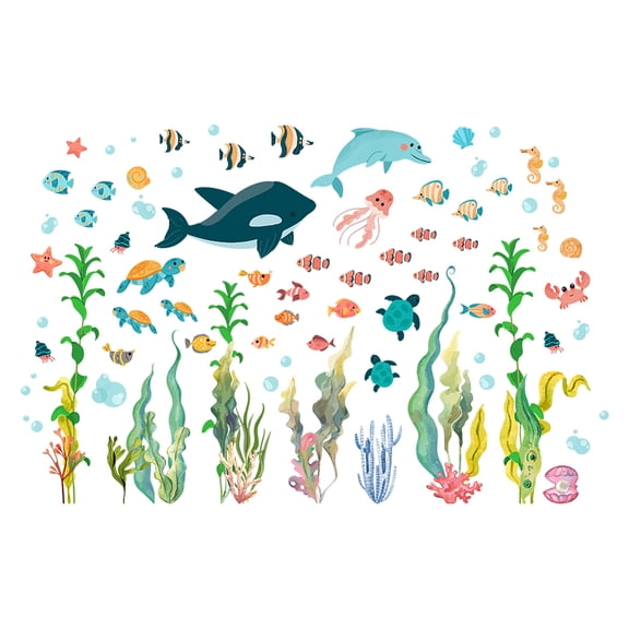 PVC Wall Stickers Wall Decoration Shark 1180x390mm 2 sheets/set
