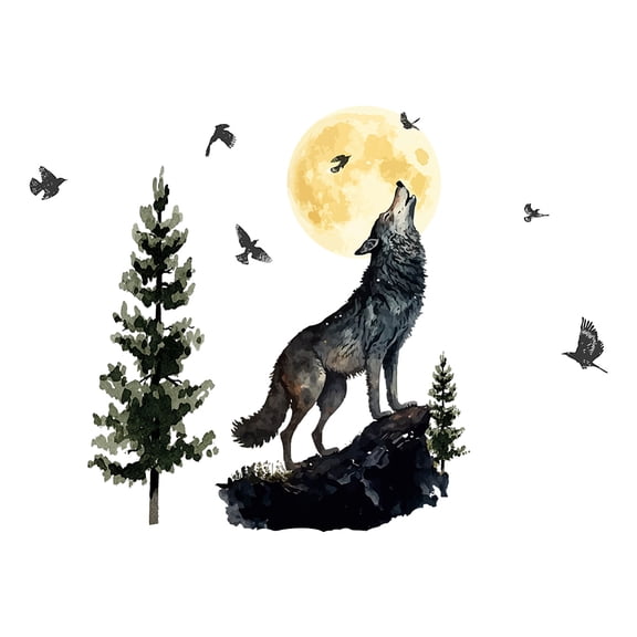 PVC Wall Stickers Wall Decoration Wolf Pattern 390x980mm 2pcs/set